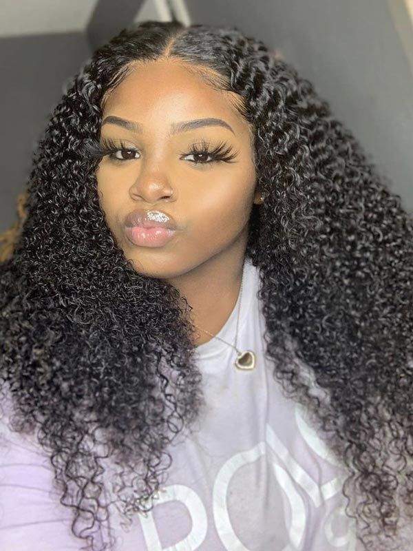Kinky Curly Hair 13x6 Lace Front Wigs [Pre-Bleached Knots,Pre-Plucked  Hairline,Removable Elastic Band]